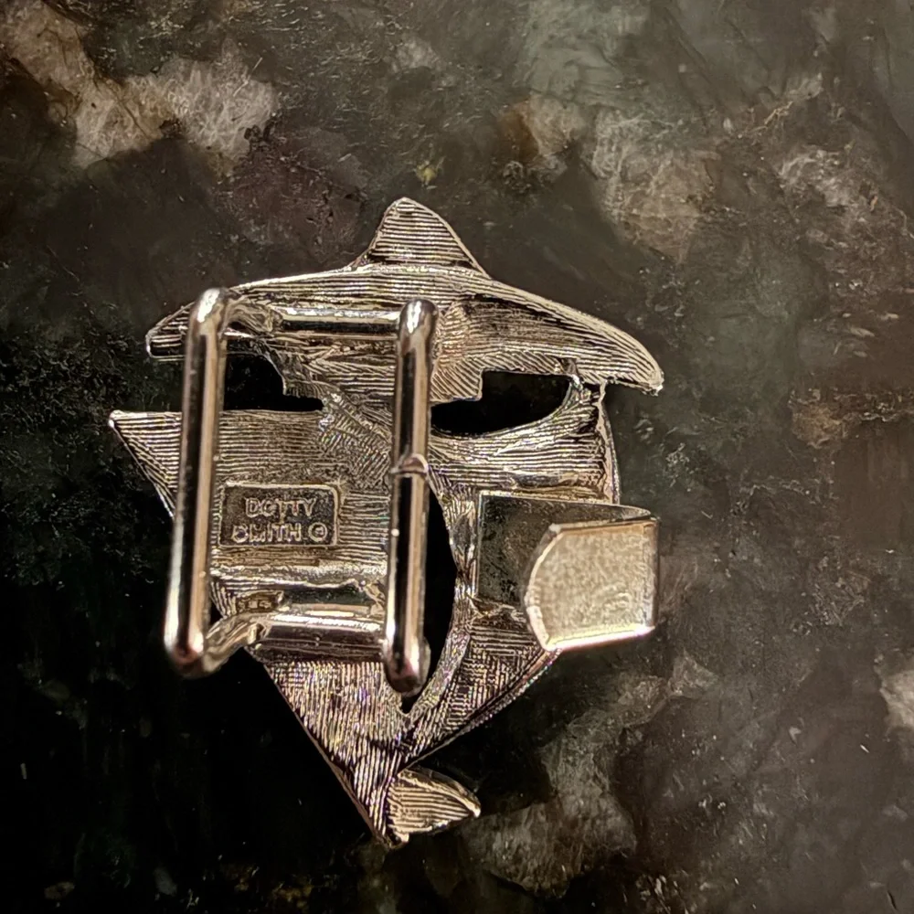 Vintage Dotty Smith Silver Tone Sailboat Belt Buckle Replacement‎ Piece Pendant